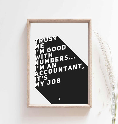 Light grey Accountant gift print in a box frame