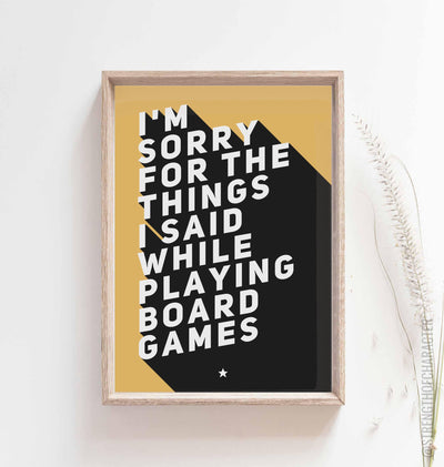 Yellow Board game poster in a box frame
