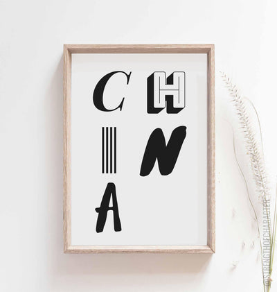 White China wall art print in a box frame