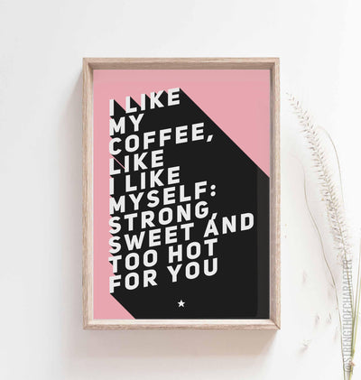 Pink Coffee gift print in a box frame