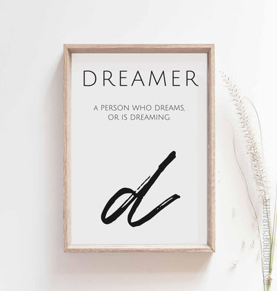 White Dreamer print in a box frame
