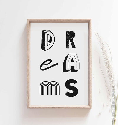 White Dreams print in a box frame