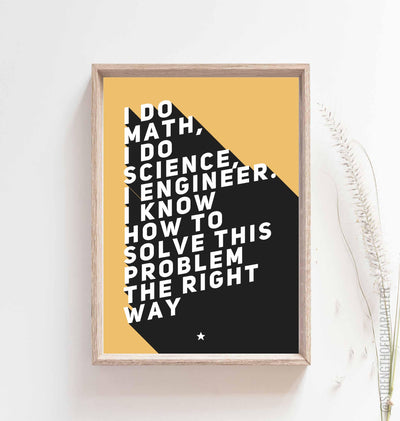 Yellow Engineer gift print in a box frame