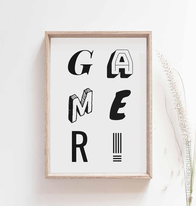 White Gamer poster in a box frame