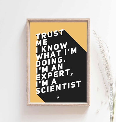 Yellow Gift for scientist print in a box frame