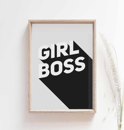 Light grey Girl boss print in a box frame