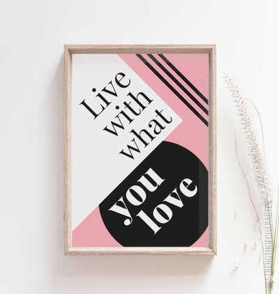 Pink Home decor art print in a box frame