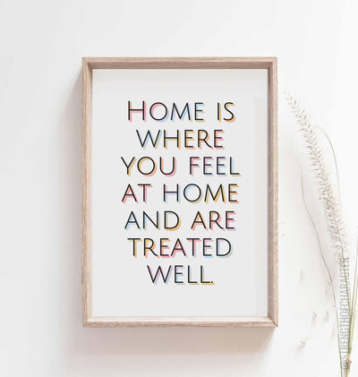 White Home quote print in a box frame