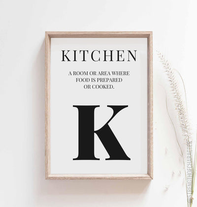 White Kitchen print in a box frame