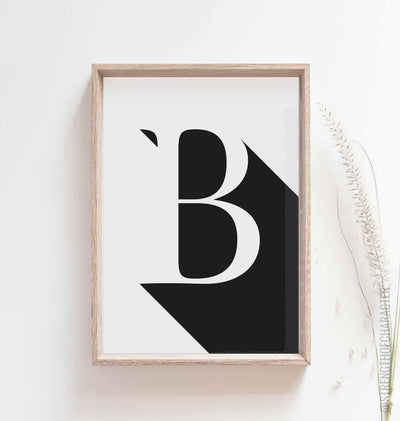 White Letter b print in a box frame