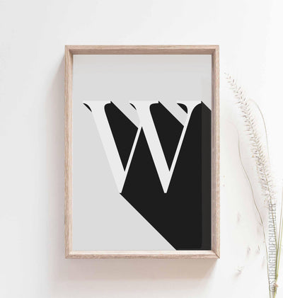 Light grey Letter w print in a box frame