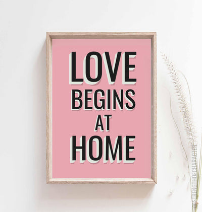 Pink Love beings at home print in a box frame