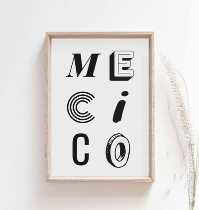 White Mexico wall artwork in a box frame