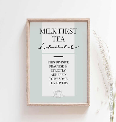 Light duck egg Milk first tea lover print in a box frame