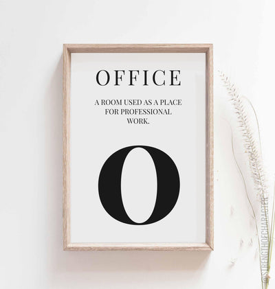 White Office print in a box frame