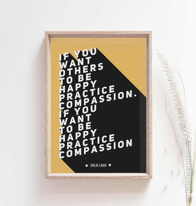Yellow Self care print in a box frame
