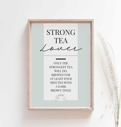 Light duck egg Tea quote print in a box frame