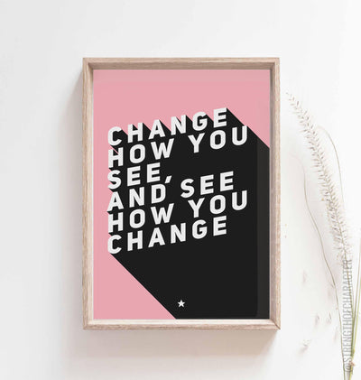 Pink Zen quote in a box frame